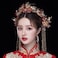 Chinese Wedding Bride Hair Accessory Chinese Crown Wedding Hair Accessories Red Flower Floral Beaded Flapper Headband Jeweled Bridal Wedding Tiara