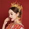 Chinese Wedding Bride Hair Accessory Chinese Crown Wedding Hair Accessories Golden Flower Floral Beaded Flapper Headband Jeweled Bridal Wedding Tiara