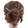 Set of Two Wooden Hair Sticks With Flowers Hair Pin Chopsticks for Women 7 inches Long- Light Blue
