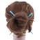 Set of Two Women's Wooden Hair Sticks With Butterflies Chopsticks Hair Pin 7 inches Long- Light Blue