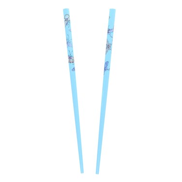 Set of Two Women's Wooden Hair Sticks With Butterflies Chopsticks Hair Pin 7 inches Long- Light Blue