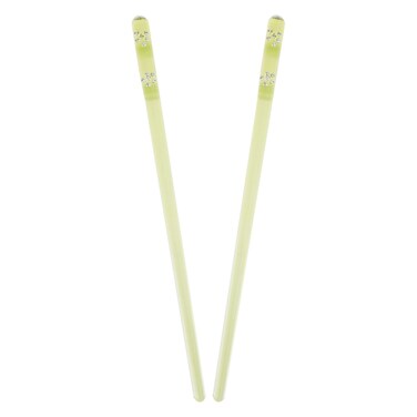 Green Clear Hair Stick Chop Sticks with Diamond Flower