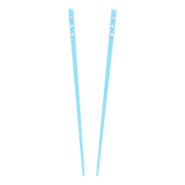 Set of 2 Hair Sticks with 3 Diamonds Chopsticks - Light Blue