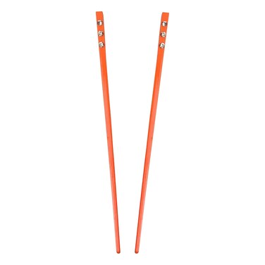 Set of 2 Hair Sticks with 3 Diamonds Chopsticks - Orange