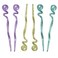 Set of 6 Twirl Hair Sticks with Glitter and Diamonds Chopsticks (Yellow Purple Green)
