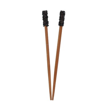 Set of 2 Hair Sticks Chopsticks with Colored Studded Tops - Light Brown