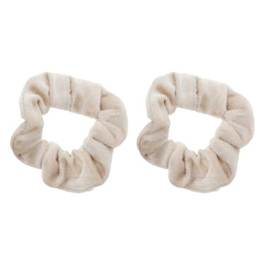 Velvet Solid Scrunchies - Set of 2-Tan