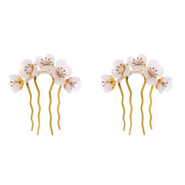Beaupretty 2 Pieces Jade Flower Hair Women Girls Hair Stick Chinese Retro Chignon Pin Hair Chopsticks Hair Styling Accessories(White)