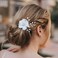 Beautiful White Camellia Pearl Hair Fork Wedding Bride Women's Accessories