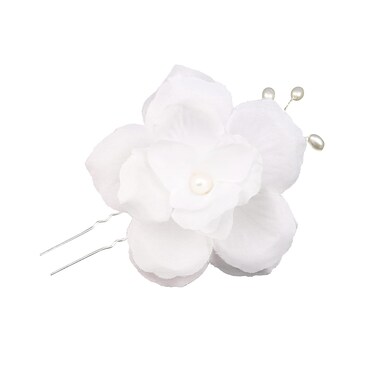 Beautiful White Camellia Pearl Hair Fork Wedding Bride Women's Accessories