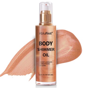 4 Colors Shimmer Body Oil Face Glitter Summer Body Moisturizing Light Shimmering Glow Non-Sticky Party Body Luminizer and Illuminator Smooth (2.8 Fl Oz Pack of 1, Rose Gold)