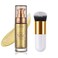 Body Shimmer Oil, Waterproof Long Lasting Moisturizing Bronze Body Luminizer Glow For Face &amp; Body, Liquid Illuminator Body Highlighter 1oz/Jars, Makeup Brush Include (Metallic Gold #02)