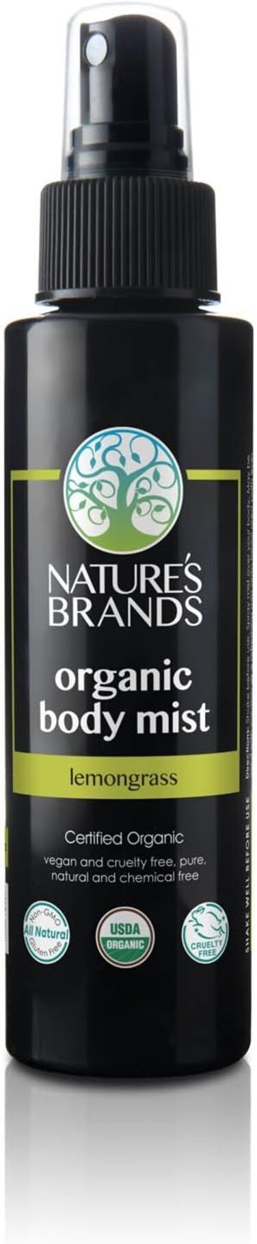 Nature's Brands Herbal Choice Mari Organic Body Mist, Lemongrass; 4floz BPA-Free Plastic