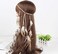 Gangel Hippie Feather Headpiece Indian Headband Bohemian Vintage Headdress with White and Brown Feather Long Tassel Hemp Rope for Festival