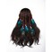 Gangel Turquoise Hippie Indian Headpiece with Peacock Feather Tassel Hemp Rope for Festival - Blue Feather Hairband Women's Hair Accessories