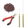 Hair Extensions Tool Kits Hair Extension Pliers Pulling Hook Needle Loop Threader 500 Pcs Micro Silicone Rings Hair Beads for Hair Styling Accessory (Brown)