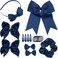 21 Pcs School Uniform Hair Accessories Grosgrain Ribbon Hair Bows Hair Clips Headband Hair Ties Ponytail Holders for Little Teen Girls Navy Blue