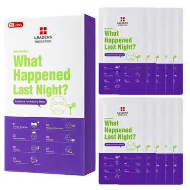 Leaders Insolution Daily Wonders What Happened Last Night? Facial Mask Sheet Radiance Revitalizing Hydrating Korean Skincare (10 Sheets)