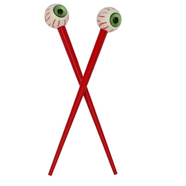kreepsville 666 Creepy Green Eye Ball Hair Sticks Odd Accessory, 1 Count (Pack of 1), Red
