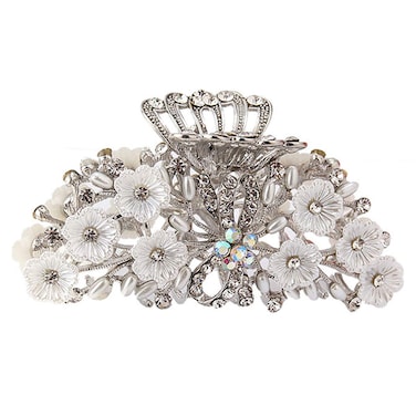 Chic Vintage Alloy Fancy Hair Claw Jaw Clips Pins - Women Rhinestone Crystal No-slip Hair Catch Clamp Hair Clips Hair Updo Grip Hair Accessories