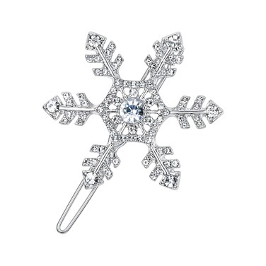 EVER FAITH Women's Snowflake Head Piece Clear Rhinestone Crystal Wedding Bride Hair Clip Silver-Tone