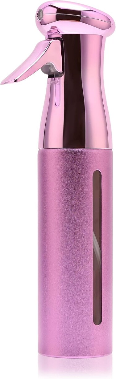 Salon Style Hair Spray Bottle, Fine Mist Continuous Spray Bottle   10 Oz Luminous Aerosol Free Water Sprayer for Hairstyling, Plants, Cleaning Solutions Dispensing - Purple