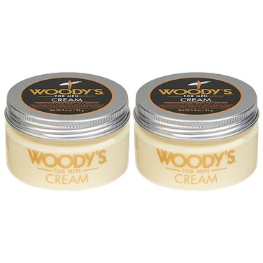 Woody's Styling Cream for Men, Controls Curly/Wavy Hair, Water-Soluble Mild Hold, Healthy Shine, 3.4 oz (2 Pack)
