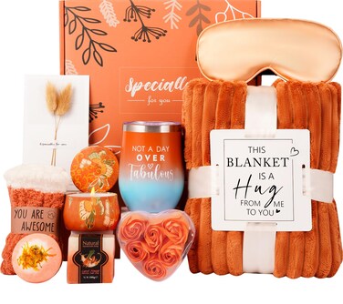 Mother&rsquo;s Day Gifts for Mum Wife Her Women,Birthday Gifts for Women Mum Sister Friend Girlfriend,Self Care Get Well Gifts,Gifts Set for Women Mum Grandma,Orange Rose Relaxing Spa Gifts Baskets for Mum