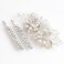 Wedding Hair Clips Set of 3 PCS - Floral Rhinestone Pearl Hair Accessories for Bridal Women (Silver)