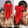 Velscrun Hair Bows for Women Girls Red Silky Satin Large Coquette Hair Bow Oversized Hair Ribbons Big Hair Bows Clip Long Tail Bowknot Hair Barrettes Halloween Christmas Hair Accessories