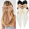 Velscrun Hair Bows for Women Girls 3Pcs White Silky Satin Large Hair Bow Black Coquette Bow Brown Big Bows Hair Clip Oversized Hair Ribbons Long Tail Hair Bow Hair Barrettes Hair Accessories Gifts
