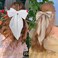 Velscrun Hair Bows for Women Girls 4Pcs White Silky Hair Bow Khaki Satin Large Coquette Bow Brown Big Hair Bows Clip Oversized Hair Ribbons Long Tail Black Bow Hair Barrettes Hair Accessories Gifts