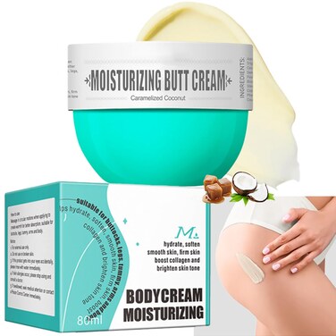 Moisturizing Butt Cream, Body Cream Butt Firming Cream Body Skin Repair- Fast Absorbing, Non-Greasy Hydrate &amp; Smooth Skin- 80ml (#3 Caramelized Coconut Aroma)