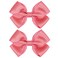 Tiny 3 Inch Glitter Hair Bows Clips - Lined Boutique Alligator Hairpin for Baby Girls, Toddlers, and Little Teens - Kids Barrettes Set of 2 Small Stylish (Hot Pink)