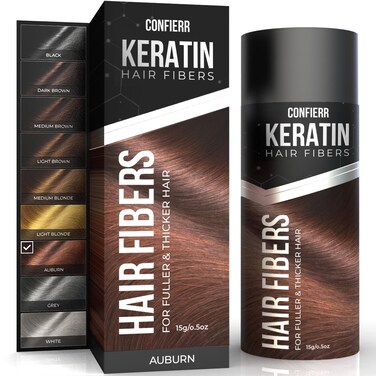 Keratin Hair Fibers for Men &amp; Women - Fill In Fine or Thinning Hair, Instantly Thicker, Fuller Looking Hair (Auburn 15g)