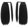 Long Yaki Straight Ponytail for Women 24 Inches Wrap Around Magic Paste Yaki Straight Pony Tail Clip in Synthetic Thick Kinky Straight Ponytail hair Extension UAmy hair(1B Black)