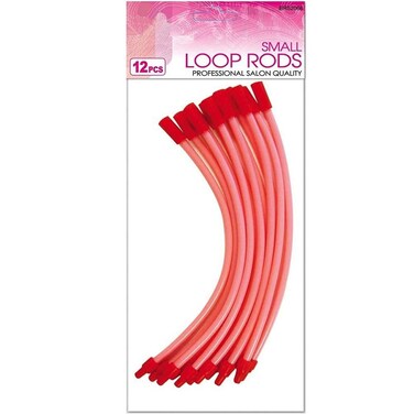 1/4"" Loop Rods Hair Rollers - Pink 12 Count Small (Pack of 1). For Dry or Wet Hair.