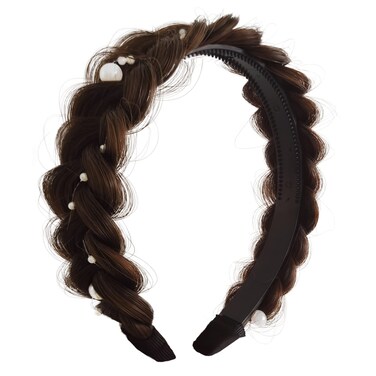 New Handmade Braided Wig Headband With Pearl for Girls Toothed non-slip Braided Hairband Headgear for Women