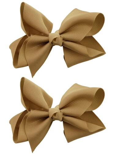 NYFASHION101 Toddlers' Girls' Smooth Grosgrain Ribbon Bow Alligator Clip, Beige