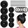 FANDAMEI Hair Bun Makers: Small &amp; Extra Small Donut &amp; Ballet Buns for Kids with Elastic Ties &amp; Pins (Black)