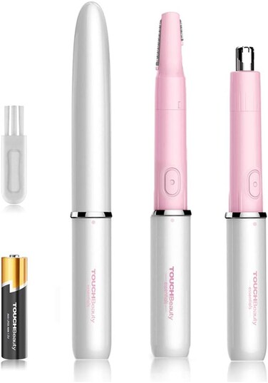 TOUCHBeauty Hair Trimmer for Face Eyebrow Nose Ear Body Hair Trimming, All in ONE Hair Remover for Women &amp; Men Dual Blades Shaver Battery Powered Upgraded Version