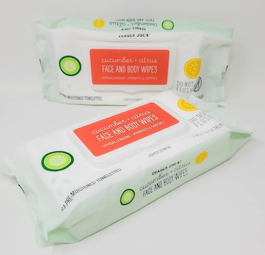 Trader Joe's Cucumber + Citrus Face And Body Wipes - Pack of 2