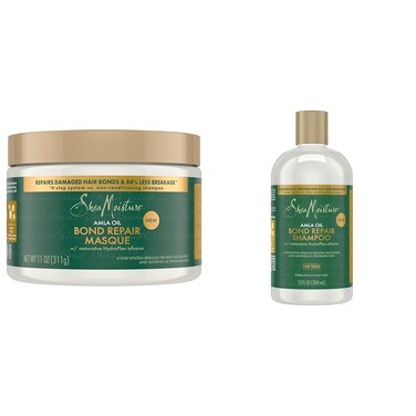 SheaMoisture Bond Repair Amla Oil Shampoo 13 FO &amp; Masque 11 oz to Strengthen Hair with HydroPlex Infusion