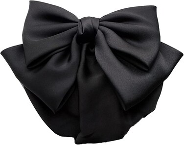 Bun Cover For Hair Hair Clip With Net Hair Nets For Buns,Ribbon Barrette With Net Chignon,Professional hair bun covers for women, Black Bun Cover Hair Tie, Black