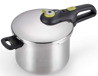 T-fal Ultimate Stainless Steel Pressure Cooker 6.3 Quart, Induction Compatible, Secure Locking Lid, Safe &amp; Easy to Use, Cookware, Pots and Pans, Kitchen, Dishwasher Safe, Silver