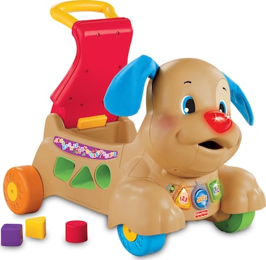 Fisher-Price Baby &amp; Toddler Toy Laugh &amp; Learn Stride-to-Ride Puppy Walker &amp; Ride-On with Music Lights &amp; Blocks for Infants Ages 9+ Months