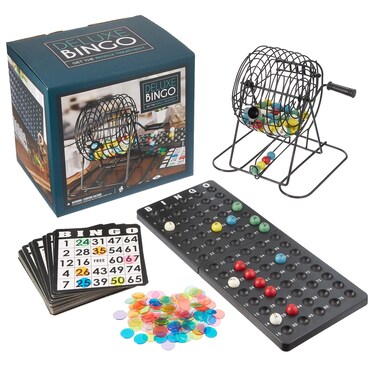Royal Bingo Supplies Deluxe Bingo Game + Free Expansion Set 50 Premium Cards, 300 Vibrant Chips, 75 Calling Balls, 6&rdquo; Bingo Cage - Premium Bingo Set for Large Groups and Parties