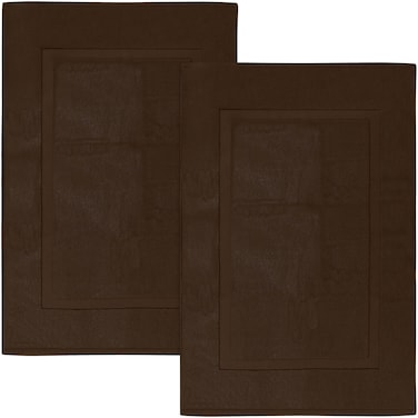 Utopia Towels Cotton Banded Rug, Bath Mats, Not a Bathroom Rug, 21 by 34 Inches, 100% Ring Spun Cotton, Highly Absorbent Shower Bathroom Floor Mat, Dark Brown, 2 Pack