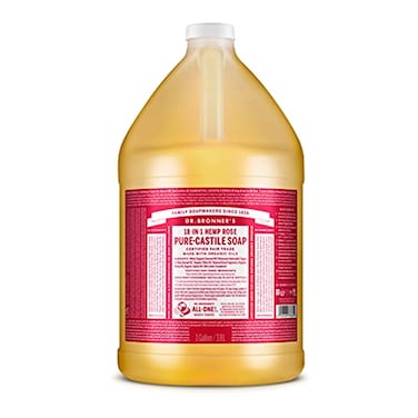 Dr. Bronner's - Pure-Castile Liquid Soap (Rose, 1 Gallon) - Made with Organic Oils, 18-in-1 Uses: Face, Body, Hair, Laundry, Pets and Dishes, Concentrated, Vegan, Non-GMO