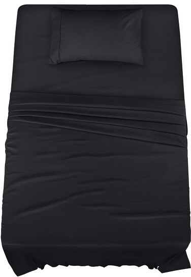 Utopia Bedding Twin Bed Sheets Set - 3 Piece Bedding - Brushed Microfiber - Shrinkage and Fade Resistant - Easy Care (Twin, Black)